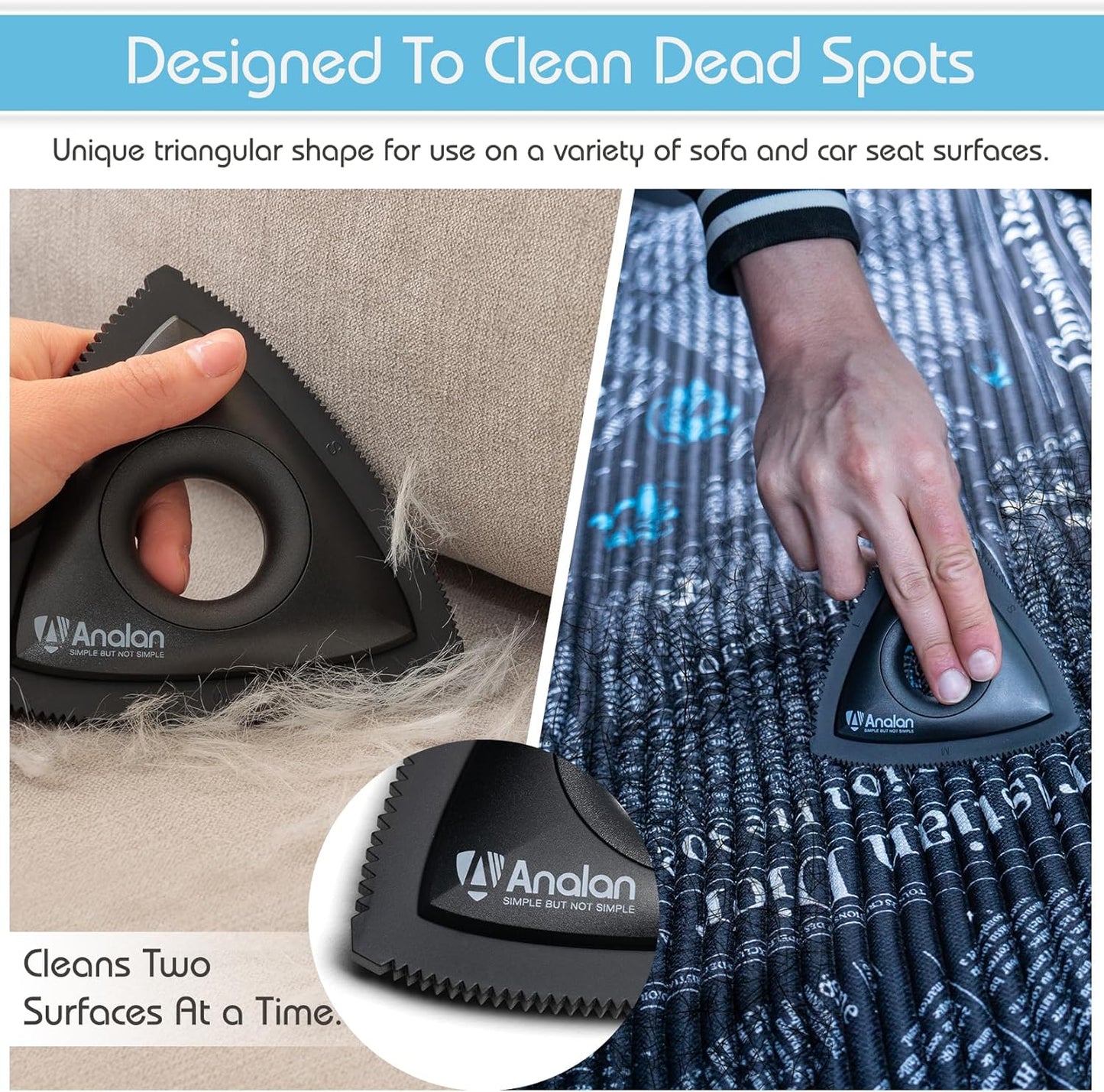 Reusable Pet Hair Remover Brush – Triangular Dog & Cat Fur Cleaner for Couch, Car & Clothes